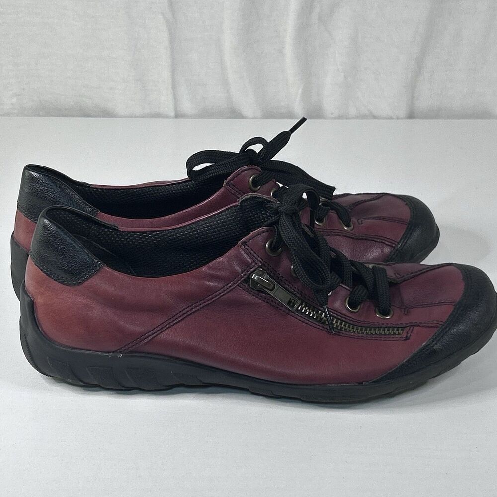 Remonte Women's Size 38 EU US7.5 Red Leather Zip And + Lace Upflat Comfort Shoes